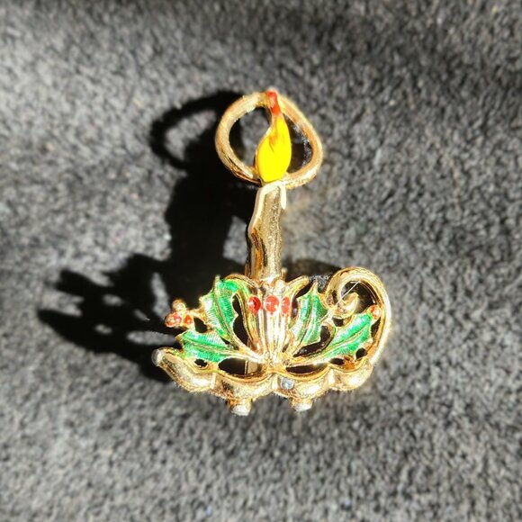 Vintage 1950's Christmas Candle PIn - Picture 3 of 4